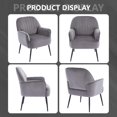 thumbnail image 6 of Modern Velvet Accent Chair with Metal Legs - Grey, 6 of 10