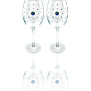 12 Oz Swarovski Jeweled Wine Stemmed Goblets w/Rhinestones, Red White Wine Glasses on Stem, Set of 2