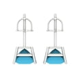 thumbnail image 4 of Clara Pucci 3Ct Turquoise Princess Cut VVS1 Screw Back Stud 14k Solid hypoallergenic Gold Designer Earrings For December, 4 of 7
