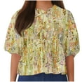 thumbnail image 2 of Fiudx Ofertas Flash Artículos En Oferta Top de Camiseta con Cuello Redondo y Manga Farol Plisada con Lazo para Mujer, 2 of 5