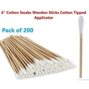 200pc Cotton Swabs Swab Q-tips 6" Long Wood Wooden Handle Cleaning Applicators