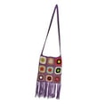 thumbnail image 1 of Bolso de hombro Yinane tejido bohemio hecho a mano púrpura Violeta, 1 of 8
