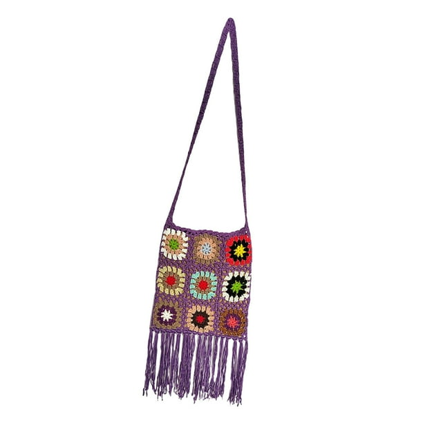 Bolsos de hombro bohemios Salvador bolso de mujer tejido grande púrpura Violeta