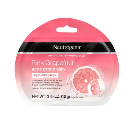 (2 pack) Neutrogena Pink Grapefruit Acne Prone Skin Peel-Off Face Mask, 1 ct