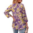 thumbnail image 7 of Delconic Womens V Neck Three Quarter Sleeve Floral Print Casual Loose Fit T Shirt Top Lightweight Soft Fabric Blouse for Daily Wear Office Travel Purple 2XL, 7 of 7