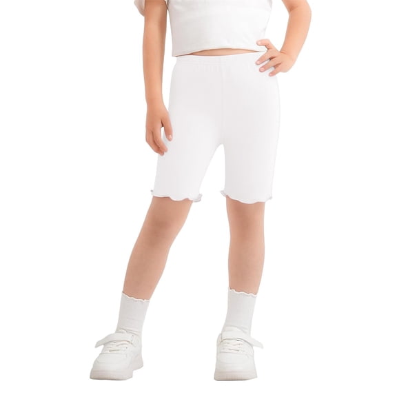 Ruyang Toddlers Ruffle Shorts Solid High Waisted Biker Stretch Shorts Soft Summer Dance Yoga Shorts 18 Months-9 Years