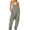 thumbnail image 1 of Mono holgado informal de mujer con pechera larga y pantalones tipo harén - 3769084021116 S Gris oscuro, 1 of 2