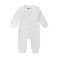 thumbnail image 1 of TSEXIEFOOFU Baby Boy Girl Round Neck Long Sleeve Waffle Solid Color Button Down Jumpsuit, 1 of 9