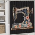 thumbnail image 5 of Shower Curtain Sets with Rugs 4 Piece with Non-Slip Rugs Toilet Lid Cover And Bath Mat Vintage Sewing Machine with Purple Flowers Waterproof Fabric Bath Curtain Sewing Gift for Bathroom Decor, 5 of 8