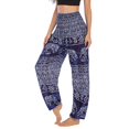 thumbnail image 3 of Previn Women's Boho Yoga Pants High Waisted Thai Indian Beach Soft Trousers Harem Loose Summer Stretch Bohemian Yoga Pants Navy One Size, 3 of 4