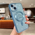 thumbnail image 2 of Case for iPhone 15 Plus Magnetic Glitter Clear Case, [Compatible with Magsafe] Luxury Plating Love Heart Design, Full Camera Lens Protector Soft TPU Protective Case for Women 6.7"-Blue, 2 of 13