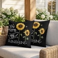 thumbnail image 3 of 16x16 Pillow Covers Set of 2, Sunflowers Square Throw Pillow Covers for Couch/Sofa/Living Room, Modern Bee You Are My Sunshine Black Decorative Soft Pillowcases for Couch Throw Pillows, 3 of 9