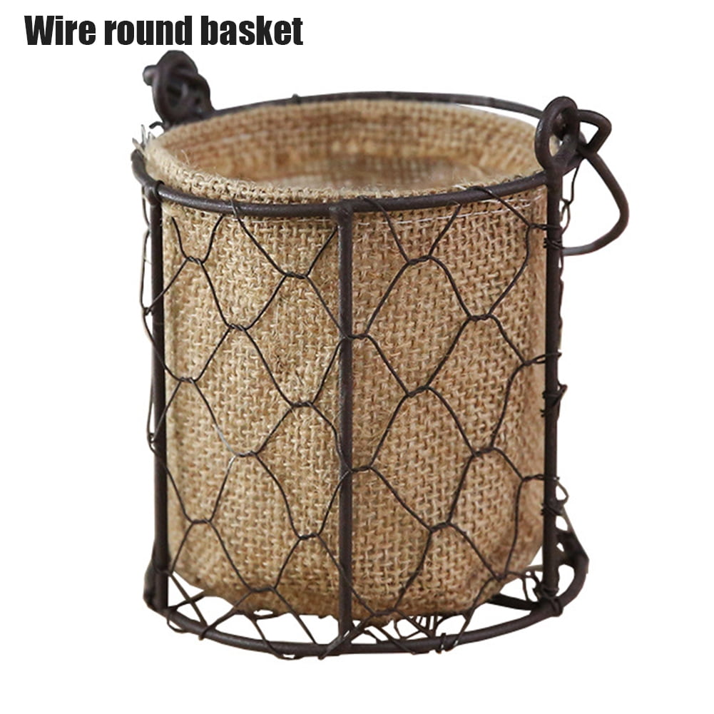 Vintage Wire Baskets for Storage Removable Fabric Liner Wire Storage