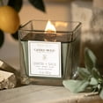 thumbnail image 3 of House of Velas Candle Wood Collection, 15 oz, 1 Wooden Wick, Lemon + Sage, Square Glass Jar Candle, 3 of 4