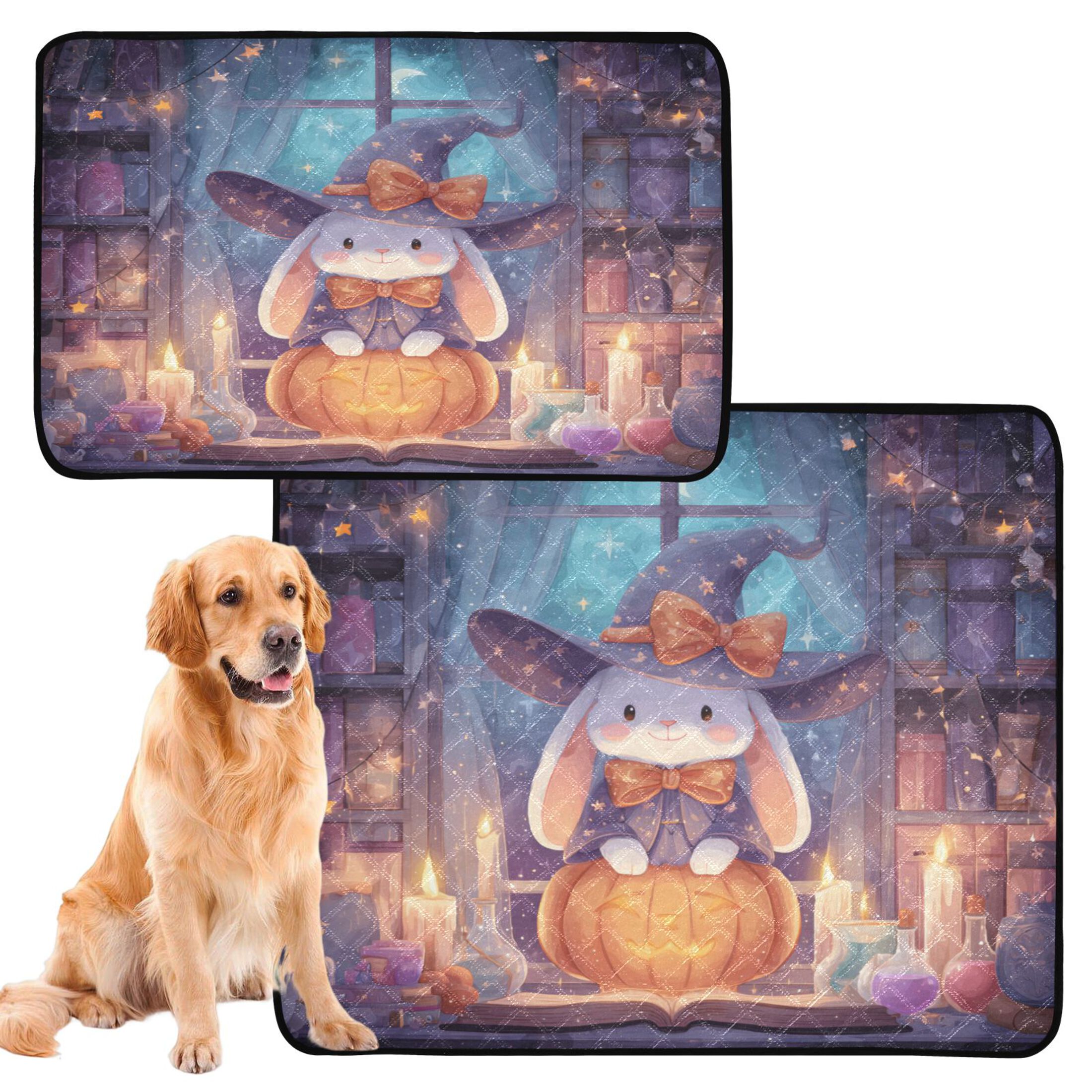 Qxltty Pumpkin Bunny Cat litter Pads Pet Set of 3 Diaper Mats Center Anti-leakage Layer Absorbent Soft and Comfortable