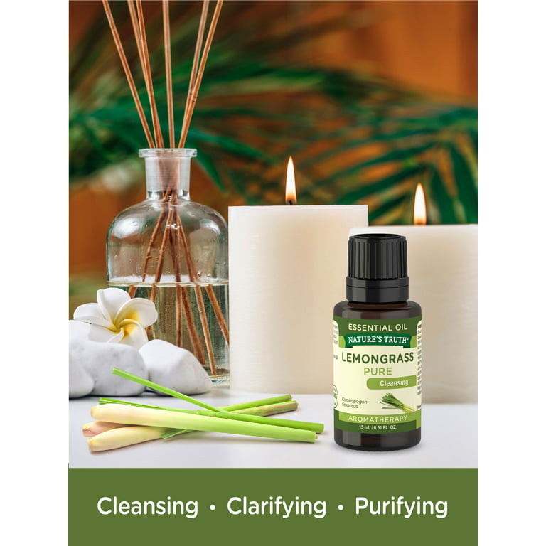 Lemongrass Essential Oil, 15mL (0.51 Fl. Oz.), Cleansing Aromatherapy, Non-GMO and Gluten Free Supplement