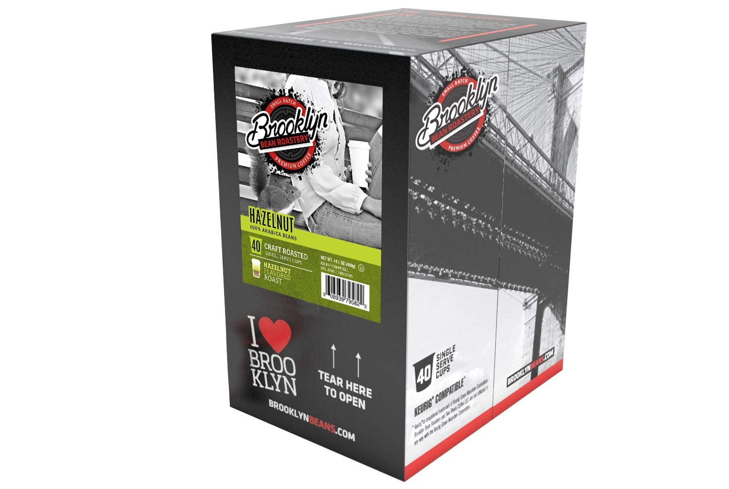 Brooklyn Bean Roastery Hazelnut Coffee Pods for Single-Serve Coffee Brewers, 40-Pack