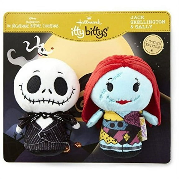 Hallmark itty bittys 0.01 oz Christmas Jack Skellington & Sally Plush Figurine, Set of 2