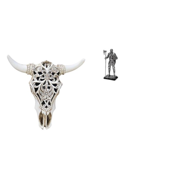 Escultura de pared de calavera,Estatua de resina con cabeza de vaca para decoración de pared y hogar,Adornos de diseño de patrón de decoración de pared de cabeza de vaca,Figura de