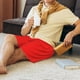 thumbnail image 5 of Balery Red Pantalones cortos de pijama de punto de algodón para hombre con cinturilla y bolsillos-Medium, 5 of 6
