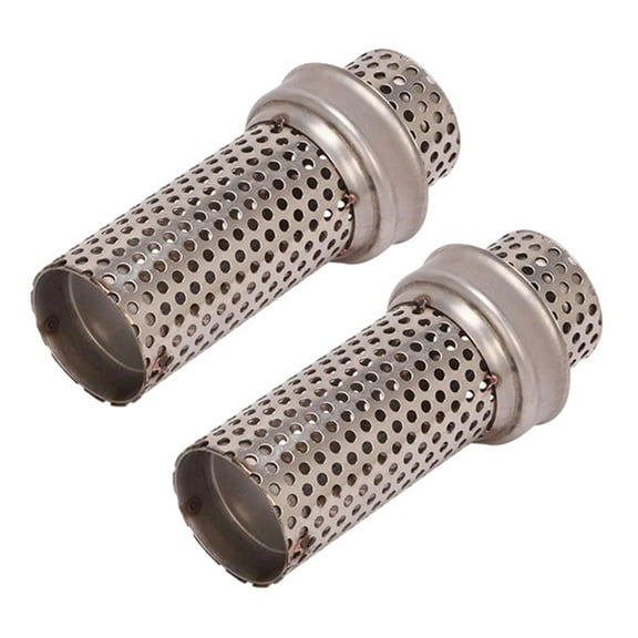 2X Universal Motorcycle Exhaust Muffler DB - Noise Sound Eliminator Mesh DB - Short 51MM,2 x Motorcycle Exhaust Muffler,silver