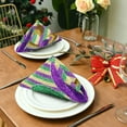 thumbnail image 3 of GZHJMY Mardi Gras Glitter Purple Green Yellow Stripes Cloth Napkin Fat Tuesday Kitchen Dining Table Collection Festive Holiday Seasonal Fun Housewarming Carnival Gift 4 Pack 20" × 20", 3 of 6