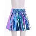 thumbnail image 7 of YONGHS Kids Girls Metallic Skirt Shiny Flared Pleated Skater Miniskirts Dancewear Blue 11-12, 7 of 7