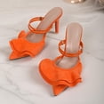thumbnail image 5 of DIVVce Ruffle Accent Mule Heels For Women Pointed Toe Slip On Comfortable Party Footwear, 5 of 8