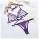 thumbnail image 1 of Conjunto de lencería y con aros de malla bordada de 2 piezas para mujer Morado M Hugo Bragas de sujetador de encaje de mujer, 1 of 9