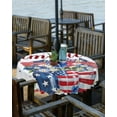 thumbnail image 2 of Hokiten Outdoor Tablecloths with Umbrella Hole & Zipper, 4th of July Round Tablecloth 54 Inch, Independence Day Blue Red US Flag Spring Floral Waterproof Table Cloth, Patio/Pool/Picnic Table Covers, 2 of 7