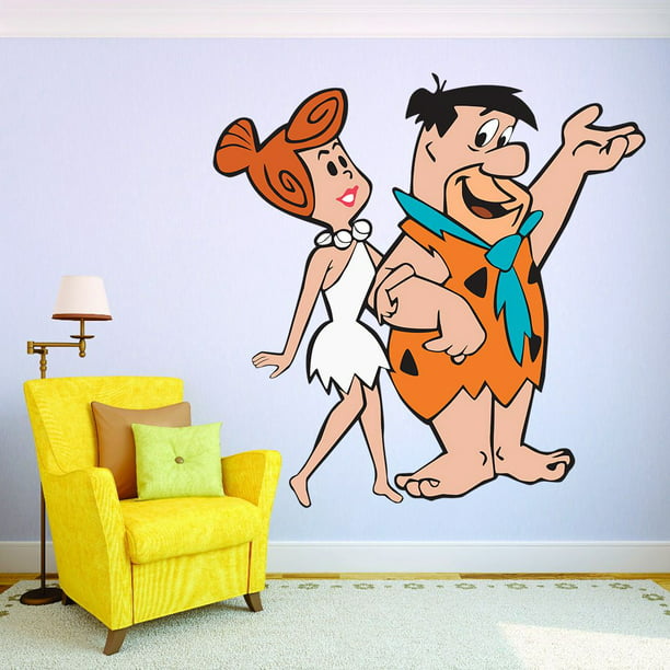 Fred Wilma Flintstone Cartoon Character Wall Art Decal Vinyl Sticker  Bedroom Kids Infant Baby Room Durable Waterproof High Quality Sticker Decal  Vinyl Adhesive Removable Peel and Stick 10x8 inch 