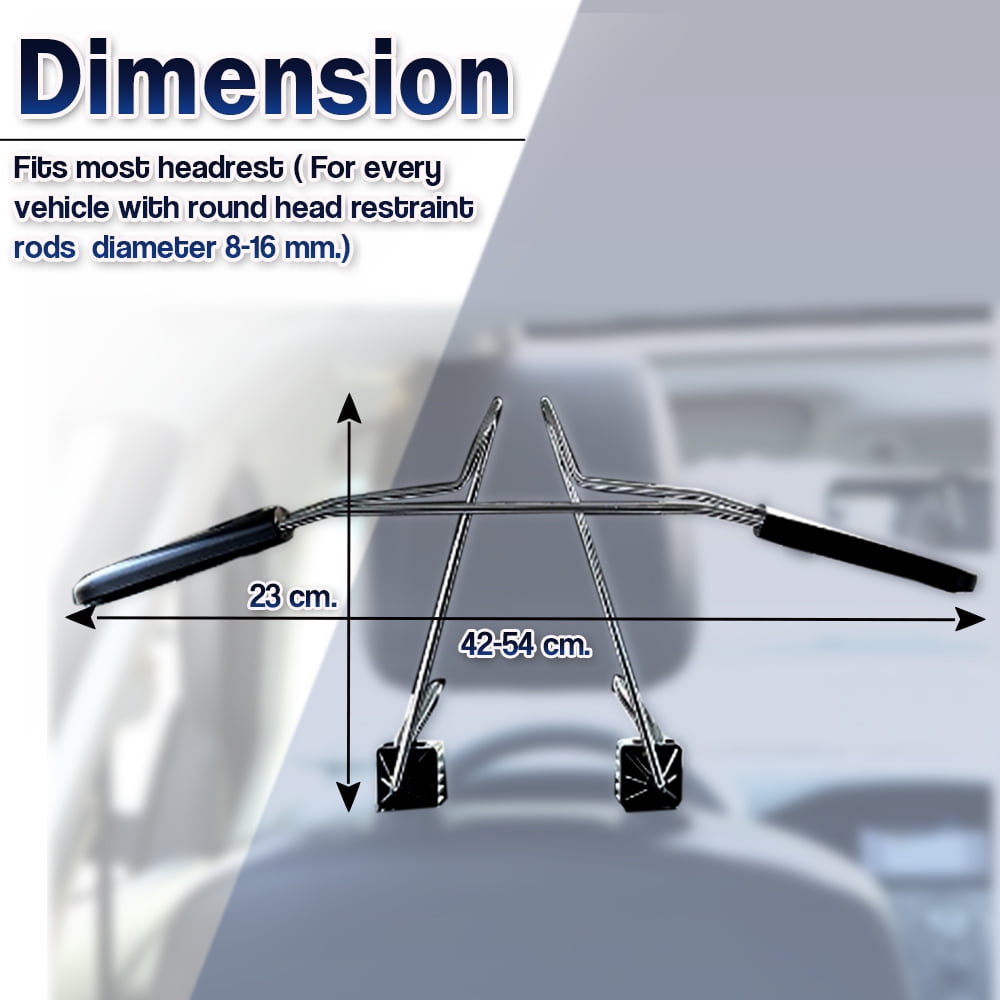 Zone Tech Chrome Car Hanger Vehicle Metal Travel Car Seat Headrest Coat Clothes Suit Hanger with Headrest Restraint Rods