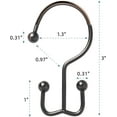 thumbnail image 2 of 24pk Shower Curtain Hooks Rings, Rustproof Metal Glide Shower Hook, Double Hooks for Bathroom Shower Rod Curtain, Plated Bronze Finish, 2 of 5