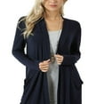 thumbnail image 1 of Womens Long Sleeve Cardigan Pockets Plus Size Open Front Jackets Plain Outerwear, 1 of 3