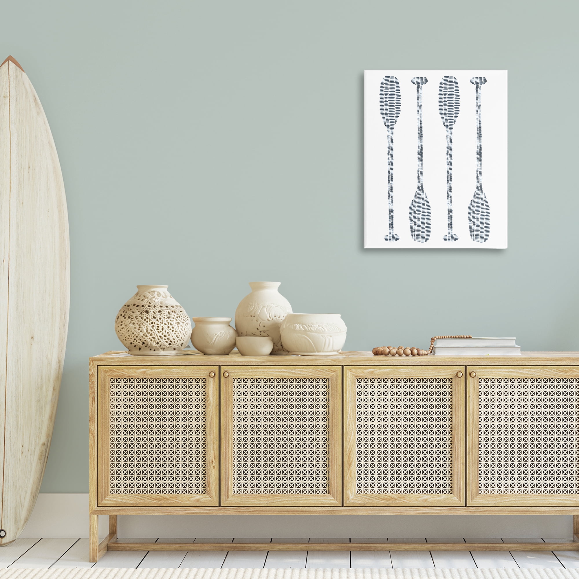Stupell Industries Minimal Boat Oars Coastal Painting Gallery Wrapped Canvas Art Print Wall Art, 24 x 30