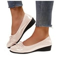 thumbnail image 6 of YLYL Women Ballet Shoes Bow Round Toe Wedge Heel Slip on Walking Dating Party Daily Dress Shoes, 6 of 9
