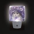 thumbnail image 3 of Elegant Cat with Lilac Flowers Hat Night Light 2 Pack LED Nightlight Plug into Wall Dusk to Dawn Sensor Soft White, 3 of 7
