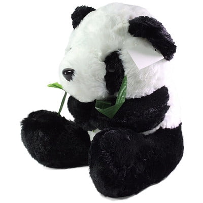 11" Big Sitting Panda Bear Eating Bamboo Plush Stuffed Animal Toy Birthday Gift B11641
