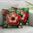 thumbnail image 3 of GOSMITH  Hibiscus Flower Throw Pillow Covers , Square Plush Hawaiian Pillow Covers, Tropical Outdoor Pillows Covers, Hawaii Decor for Bedroom, Sofa, Living Room, 3 of 5