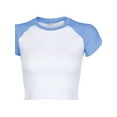 thumbnail image 6 of Qiylii Women Summer T-Shirt Short Sleeve Round Neck Colorblock Crop Top, 6 of 7