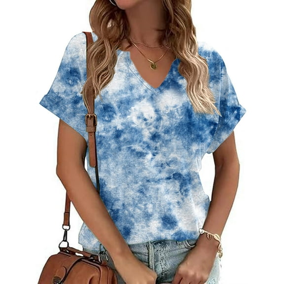 LiMoi Summer Tops 2025 Womens Short Sleeve Tops Cotton T Shirts for Women Loose Fit Womens Tie Dye Shirts Oversized Tops for Women Western My Orders