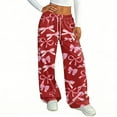 thumbnail image 5 of Hearthz Womens Pajama Pants Drawstring Wide Leg Valentine's Day Bowknot Woman Lounge Pants Baggy Soft Comfy Lightweight Sleepwear Bottoms, 5 of 6