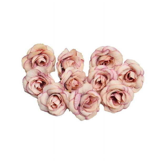 Nvzi 20 piezas de cabezas de flores de rosas artificiales, cabezas de flores de rosas artificiales mini de seda de 1,5 "-rosa B