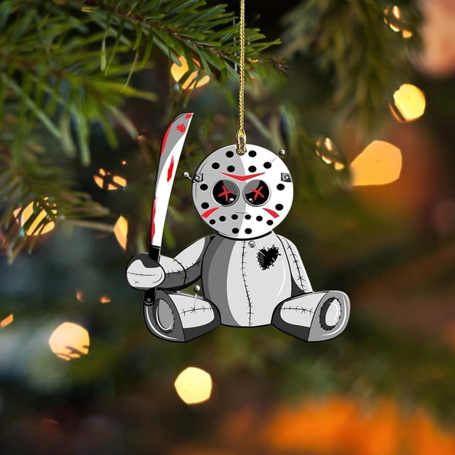 Adornos para árbol de películas de terror, adornos colgantes creativos de terror para Halloween, adornos colgantes de terror para coche, mini adornos para árbol de Halloween, adornos navideños para de