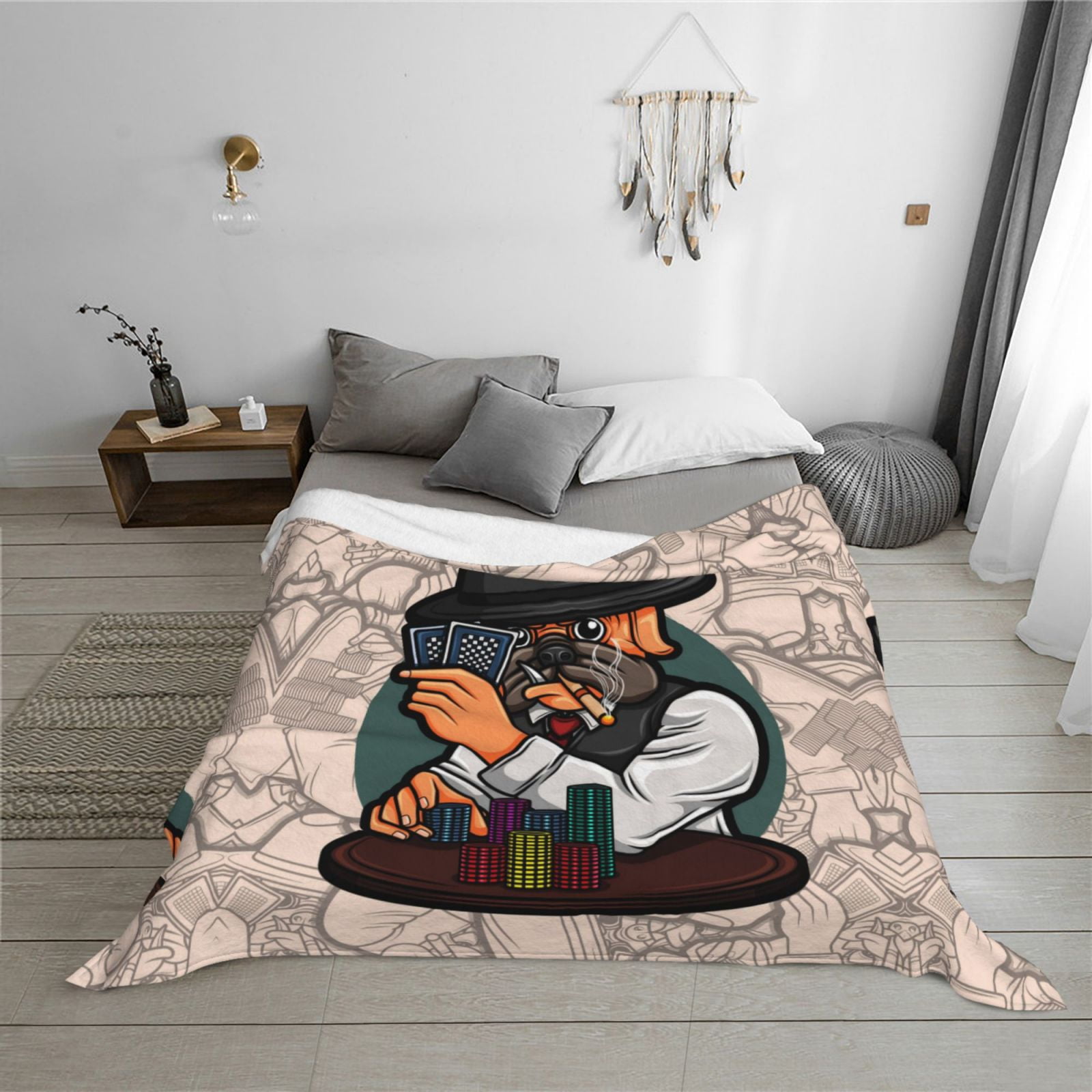 Throw Blanket for Couch - Pug Dog Soft Comfy Lightweight Cozy Warm Throw Blanket, Fuzzy Plush Flannel Blanket & Throws for Sofa and Bed All Season