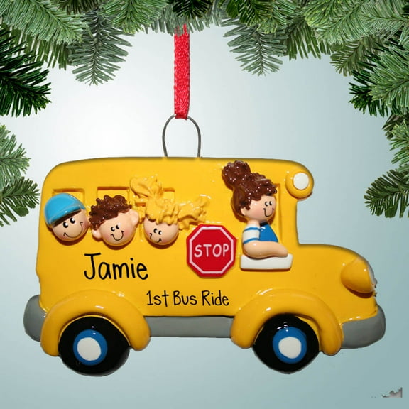 Personalized School Bus Christmas Ornament - Transportation - Bus Driver Gift - Getting to School - Elementary