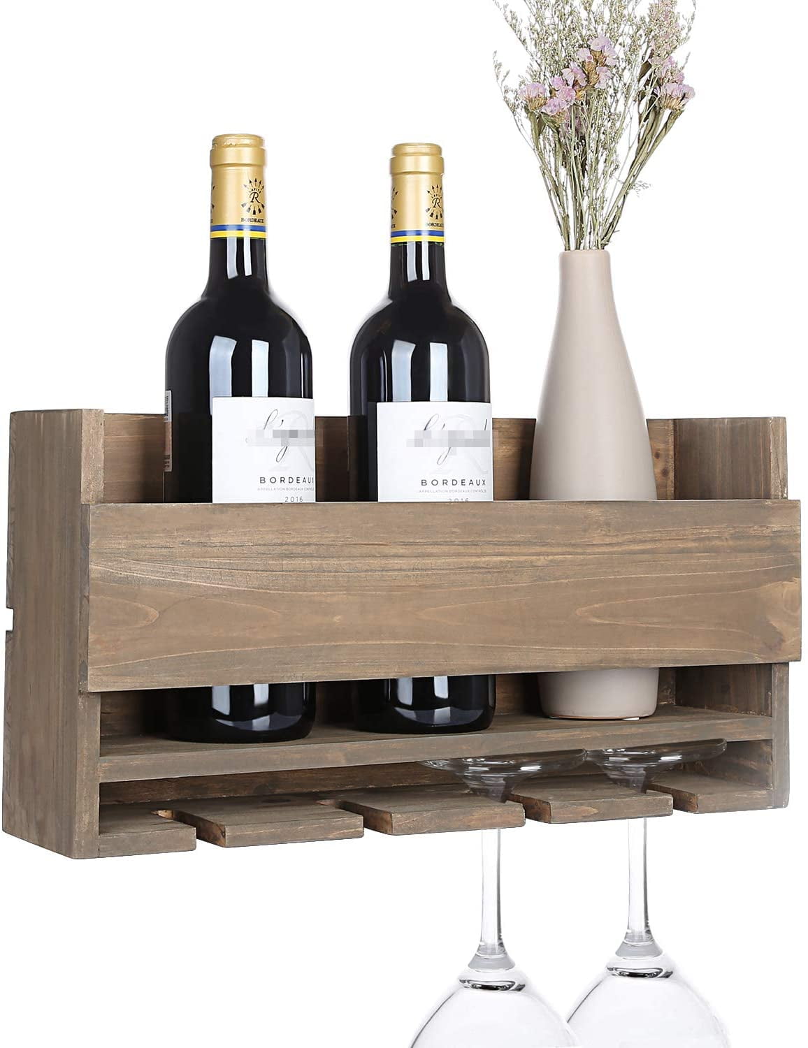 Rustic wood wine rack floating wine rack wall wine rack kitchen wine