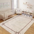 thumbnail image 3 of Garvee 4'x6' Checkered Cherry Area Rug Washable Border Carpet, Soft Non-Slip Low Pile Farmhouse Rug for Living Room Bedroom Home Office, Light Brown, 3 of 10