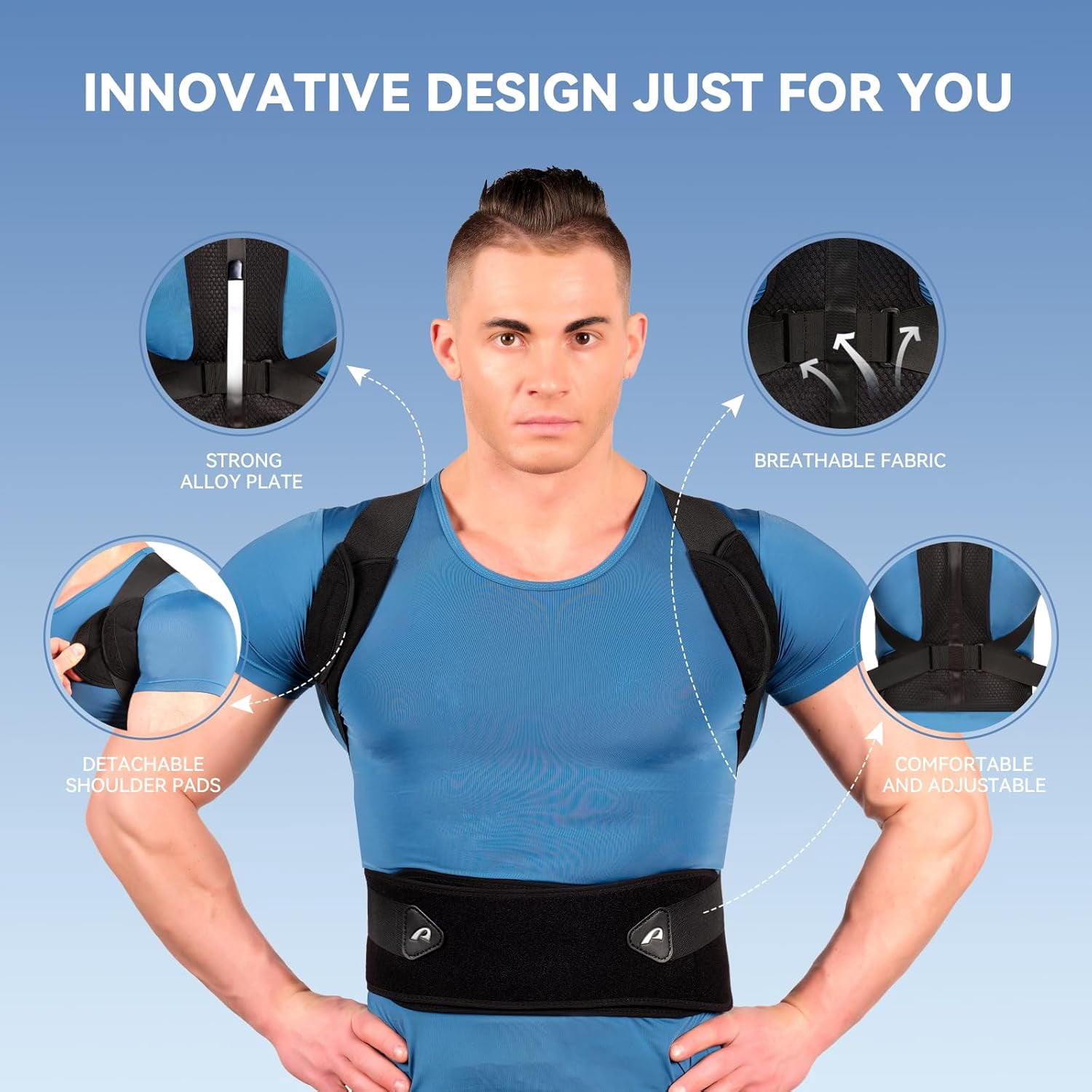 GKTG Posture Corrector for Men and Women, Adjustable Back Brace for Back, Shoulder, Lumbar Pain Relief