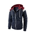 thumbnail image 1 of xiaxaixu Sweat à Capuche Décontracté pour Hommes à Cordon de Serrage Manches Longues Couleur Contrastée Zip pour Printemps Automne, 1 of 7